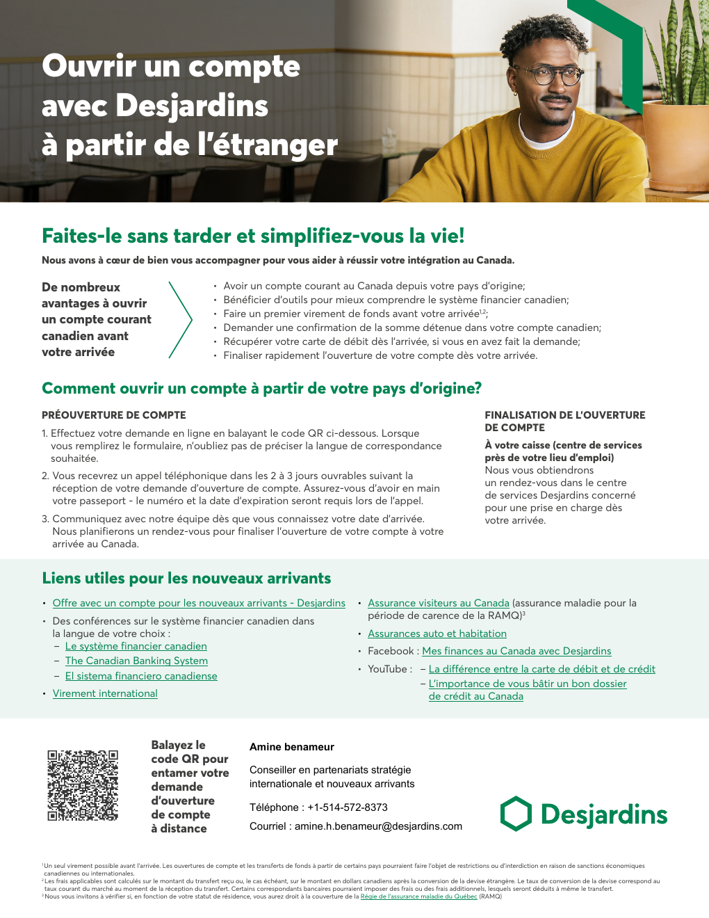 Aperçu du guide Desjardins pour ouvrir un compte depuis l’étranger